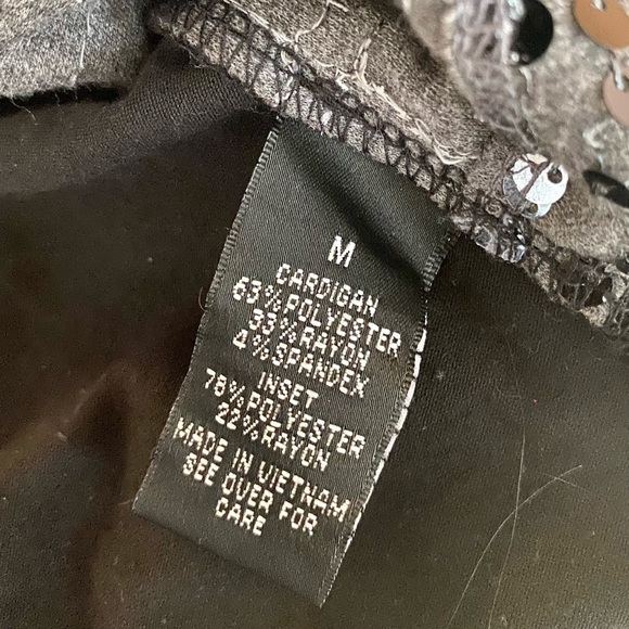 AB Studio. Faux Layered Look. Long Sleeve ‘sweater over’ Sequined Gray ‘Blouse’ - Picture 8 of 13